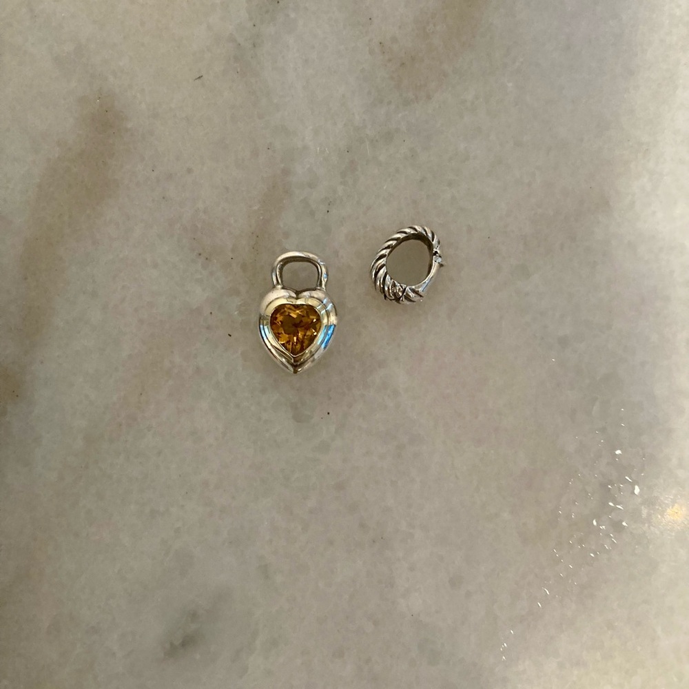 David Yurman Citrine Heart Cable Pendant Enhancer - Picture 11 of 16